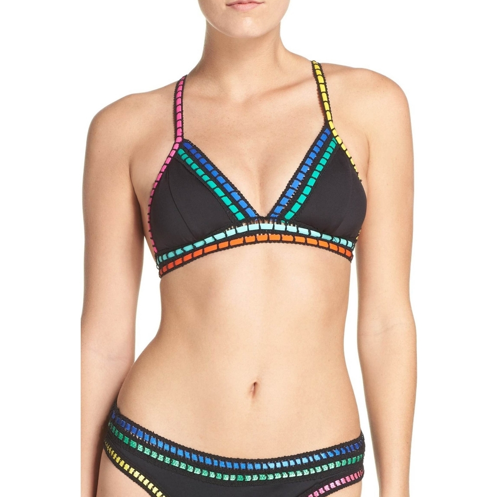 🌺La Blanca Threading Along OTS Swim Set in Black &  Purple